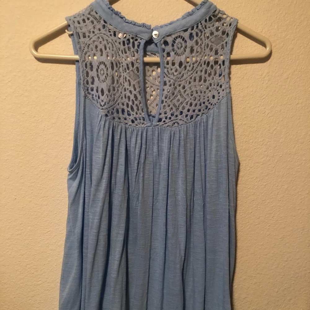 Blue crew neck tank top